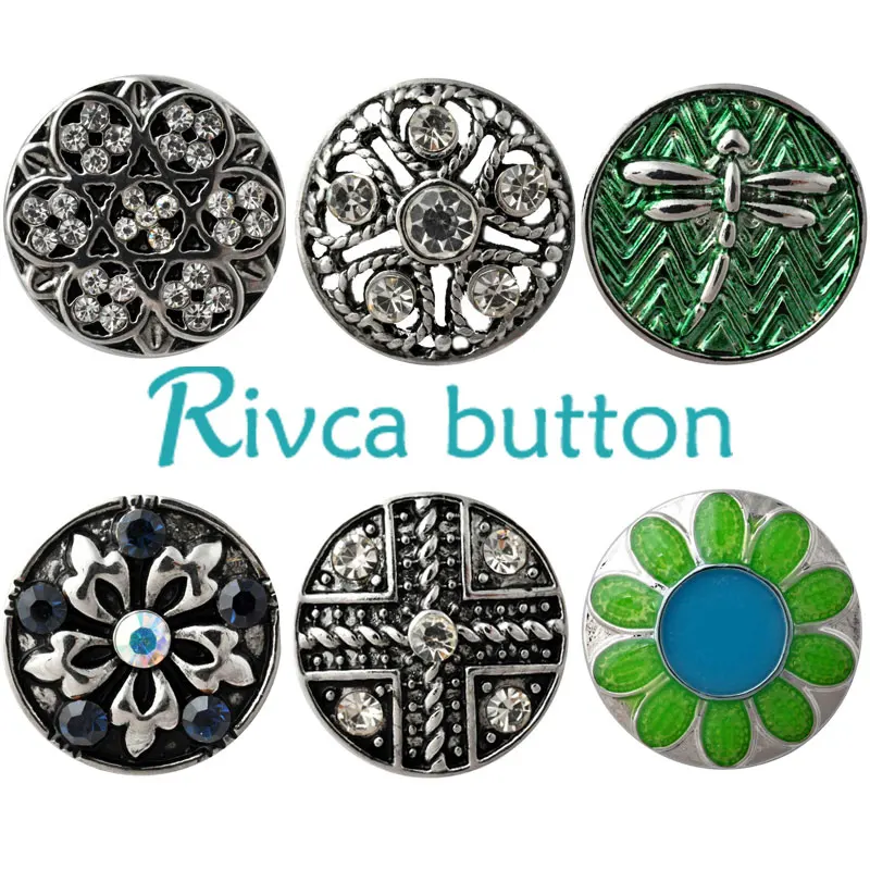 Rivca Snap Button Jewelry Rhinestone Styles Metal Charm DIY 18mm Bracelets For Women Christmas Gift D03029 | Украшения и