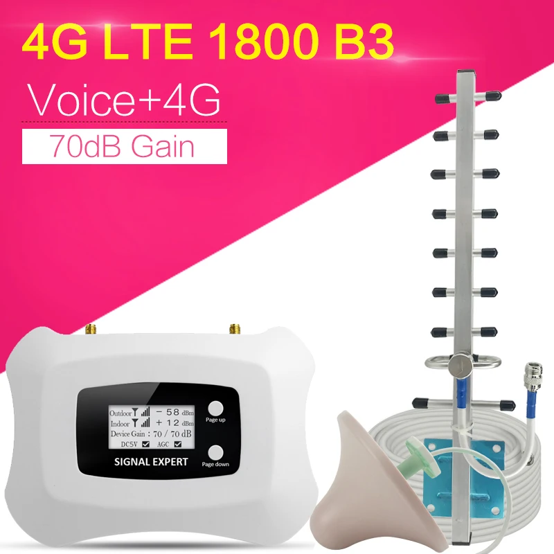 

4G Internet Signal Booster 70dB Gain 2G Voice Cellular Repeater LTE 1800MHz 4G Cellular Signal Repeater Mobile Signal Amplifier