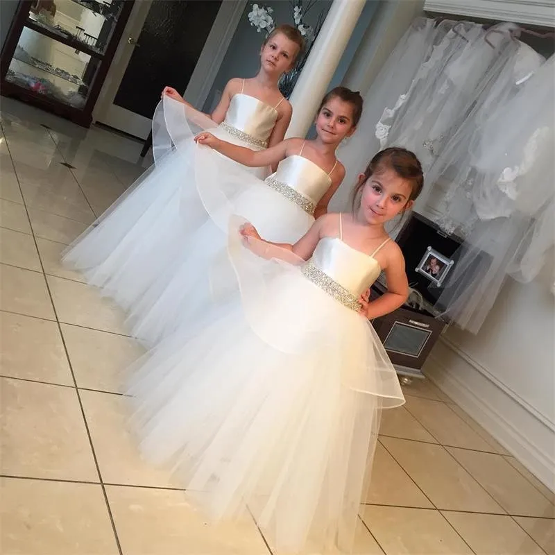White-Spaghetti-Straps-Floor-Length-Ball-Gown-Tulle-With-Crystal-First-Communion-Dresses-For-Girls-Flower