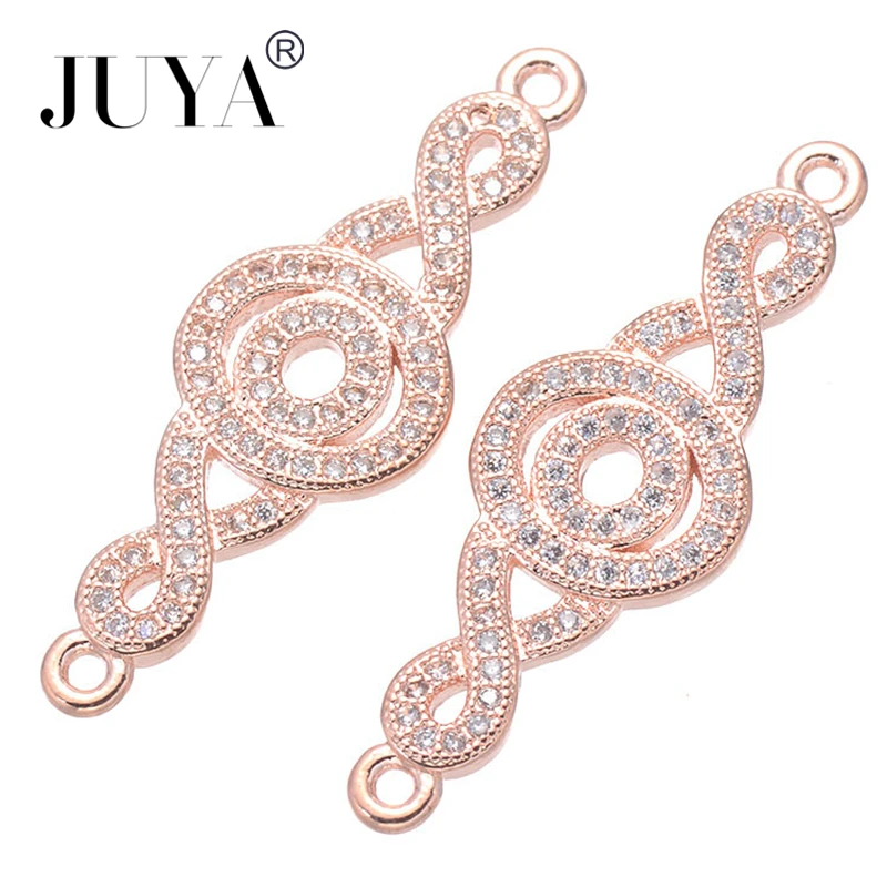 

Wholesale Jewelry Findings Components Luxury Copper Micro Pave AAA Zircon Rhinestone Round Connectors Charms For DIY Craft