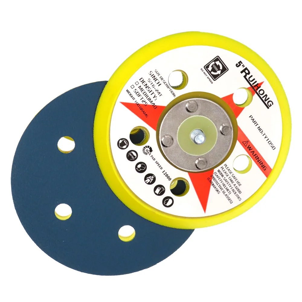 

5 Inch 5-Hole Sticky Vinyl Backing Plate Sanding Pad 5/16"-24 Thread for PSA Adhesive Discs(2PCS)