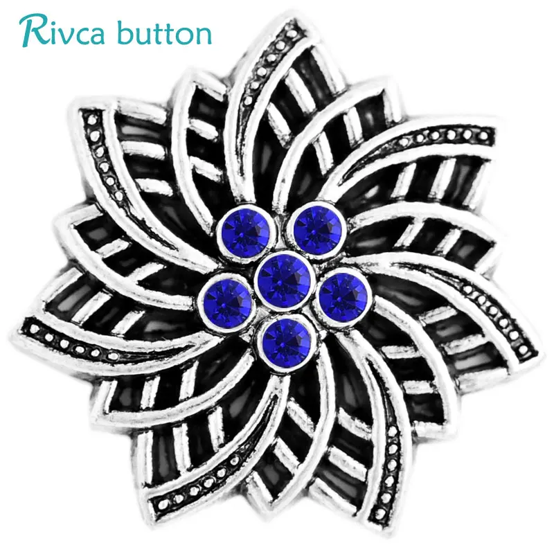 

D03329 Rivca Gold Snap 8 color Newest Rhinestone 18mm Ancient Silver Plating Snap leather Bracelets For Women ginger charm