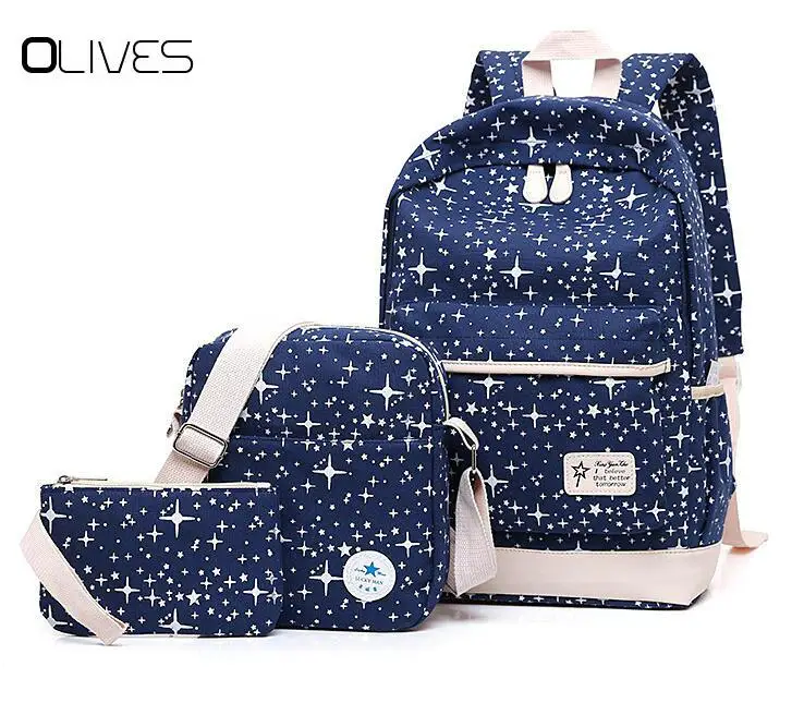 

3pcs set Hot Women Printing Backpack for School Teenagers Girls Canvas school bags Vintage Ladies laptop bag Backpaks mochilas