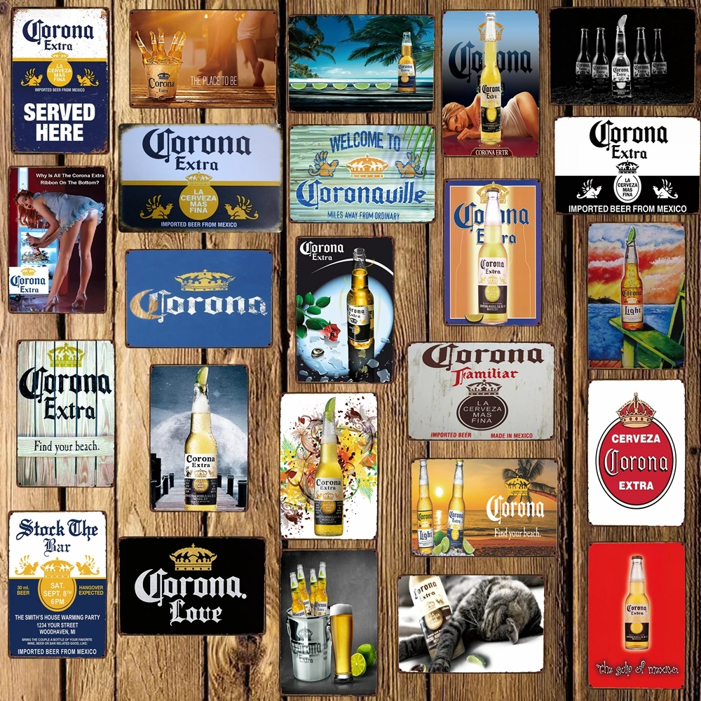 

[ WellCraft ] Corona Extra Beer Metal Signs Find the Beach Wall Poster Decor for Bar Pub Iron Painting FG-228