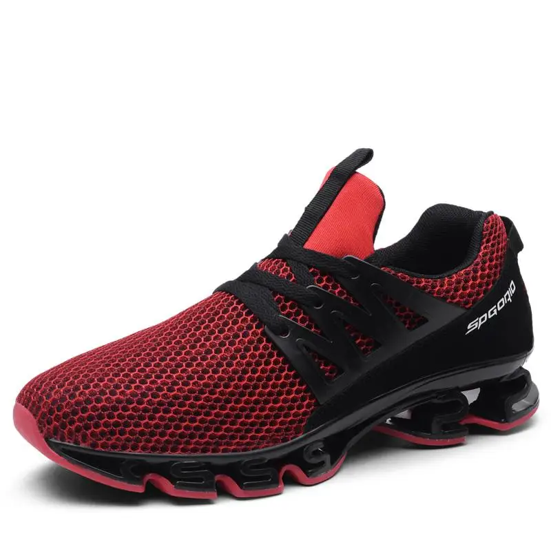 Размеры 36-48; Мужская обувь; повседневные Модные сетчатые кроссовки унисекс; мужская повседневная обувь года; Мужская дышащая Весенняя походная обувь - Цвет: Красный