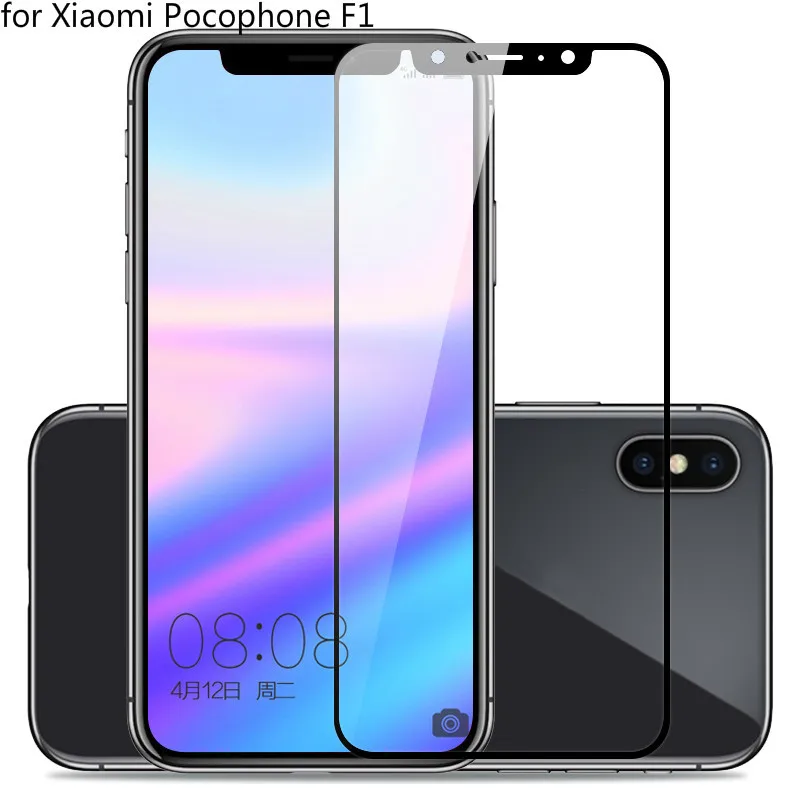 9H Tempered Glass For Xiaomi Pocophone F1 Electroplated 3D full cover film Screen Protector Poco Global Version | Мобильные телефоны