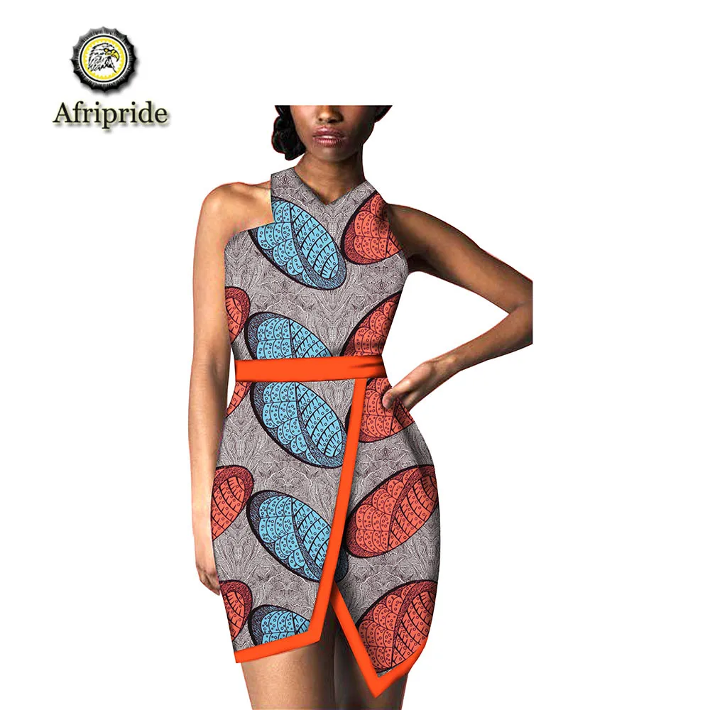 

2019 african print dresses for women with Sashes african clothes clothing dashiki wax bazin riche batik AFRIPEIDE S1925048