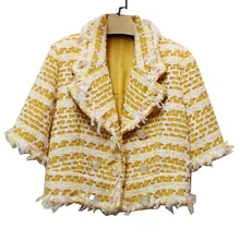 KENVY Женская модная брендовая Высококачественная Роскошная Осенняя тонкая твидовая короткая куртка пальто