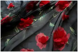 Мягкий полиэстер свадебное украшение органза кружевная ткань с 3D шифоновая розетка французское кружево свадебное платье кружевная ткань