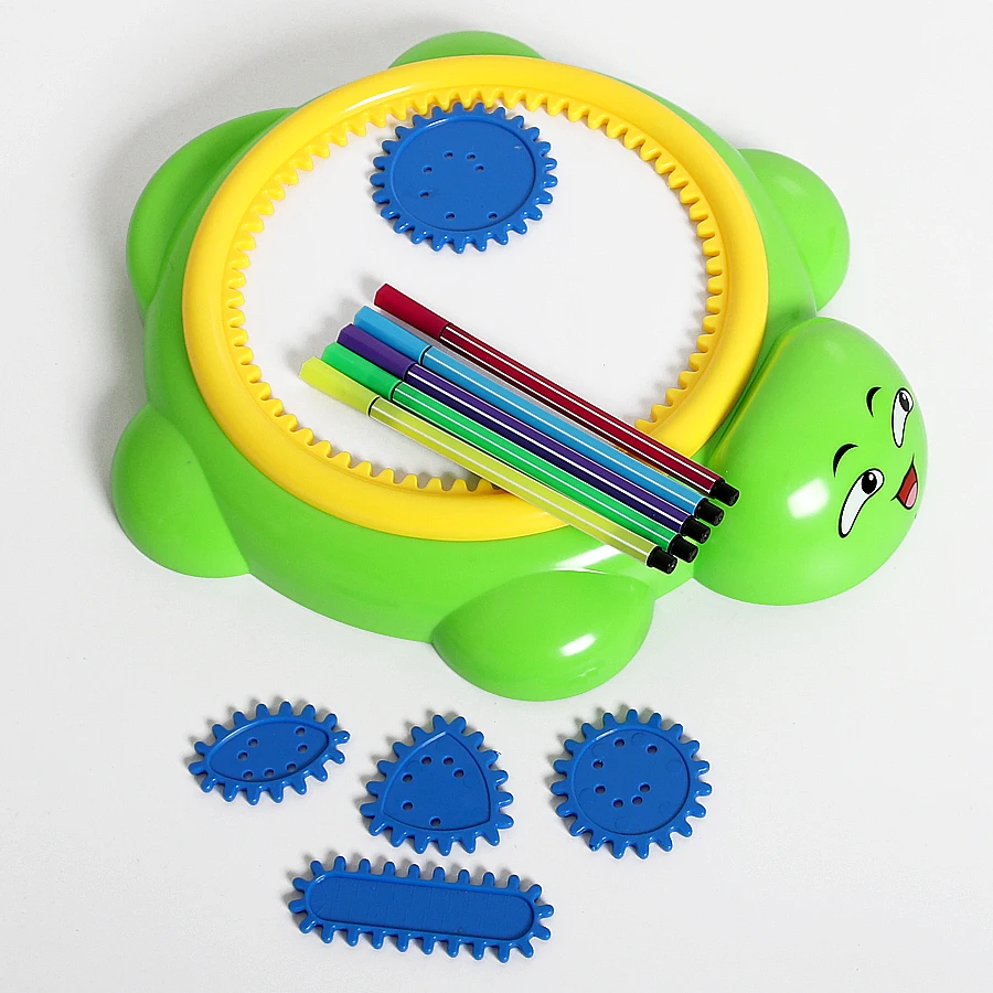 Cartoon Tortoise Spin'N Spiral Doodler Design Spirograph Drawing Set Creative Spiral Sketchpad 5 Gear 5 Pens Educational Toys