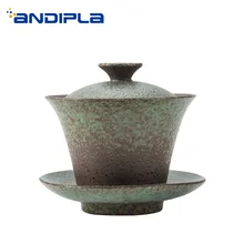130 мл японский стиль Gaiwan чайная тарелка, керамическая грубая керамика, чайная чаша с крышкой, блюдце, чайный горшок, чайная посуда, посуда для напитков, Декор, ремесла, как подарки