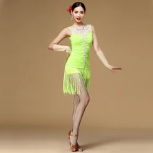 Новинка Бальные танцевальное для сальсы танцевальное платье es с кисточками Самба карнавальные костюмы латинское танцевальное платье для женщин