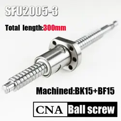 SFU2005 длина 300 мм проката ballscrew C7 с 2005 фланца, гайка конец механической обработке для BK/BF15 Бесплатная доставка