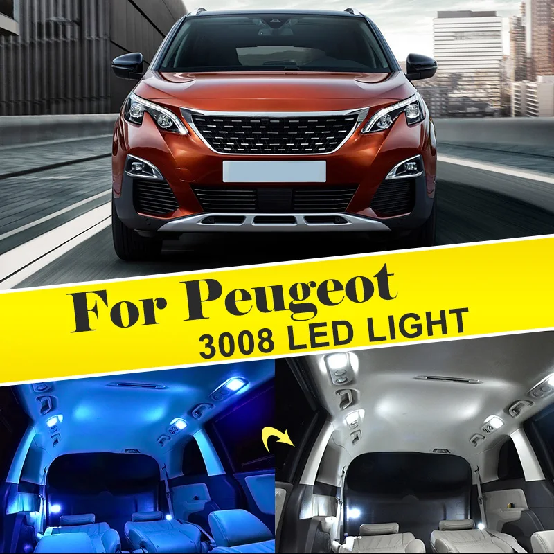 

Tcart Car T10 W5W LED Blue Turns White Interior Light 12V Canbus Bulb Auto Lamp Accessories for For Peugeot 3008 2009-2015