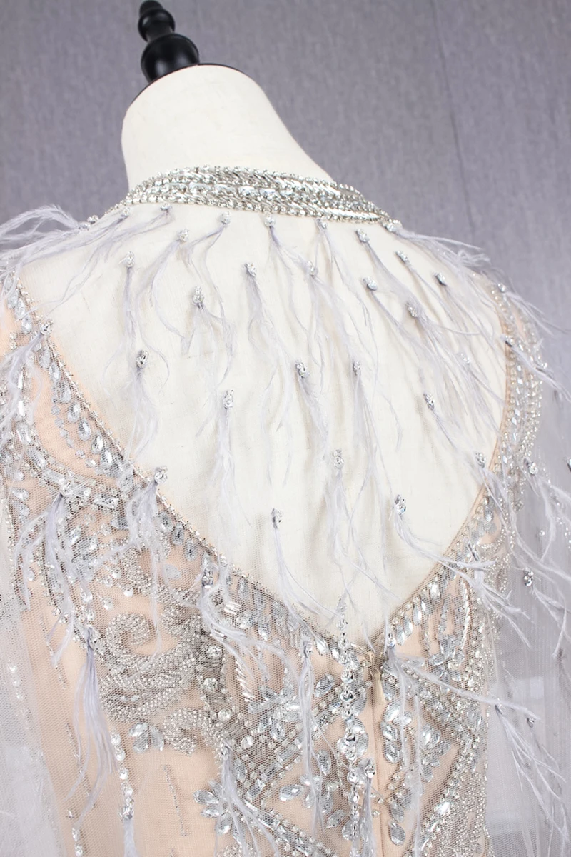 Платье для выпускного вечера с кристаллами, жемчугом, без рукавов, с высоким вырезом, иллюзией Русалка, со шлейфом
