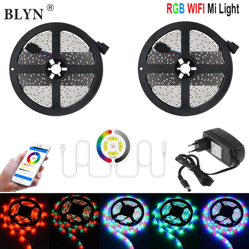 

RGB LED Tape 10M 5M WIFI LED Strip Waterproof SMD 3528 Mi Light WIFI Controller Smart Home Light Alexa DC12V Adapter Power