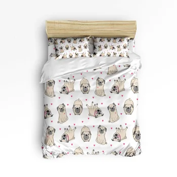 

3D Cartoon Bulldog Puppy Cute Bedding Sets 4pcs Bedclothes Queen/Twin/King Size Bedding Sets Duvet Cover Housse De Couette Kid