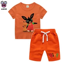 Детская одежда с героями мультфильмов Bing Rabbit/Bunny Fury комплект одежды с героями мультфильмов для девочек, детская футболка с героями мультфильмов, шорты комплект одежды для маленьких мальчиков