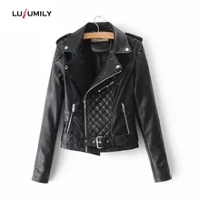 Lusumily, Женская куртка из искусственной кожи, женское кожаное короткое пальто, верхняя одежда, байкерская куртка на молнии, Блейзер, Chaqueta Mujer Jaqueta De Couro