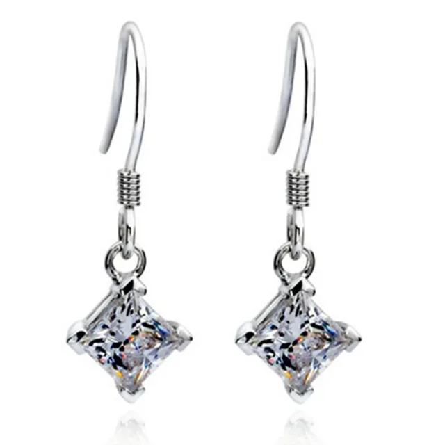 Wholesale Earrings 925 SONA Simulate Princess Diamond Earrings