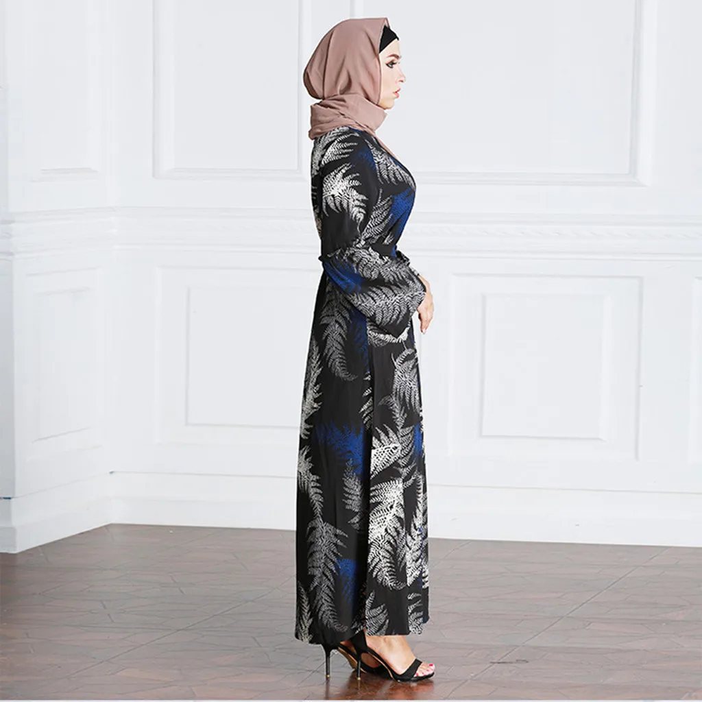 Fashion Printing Muslim Dress Women 2019 Dubai Abaya Black Islamic Clothing Long Sleeve Emboridery Muslim Abaya Kaftan Dress new - Image 5