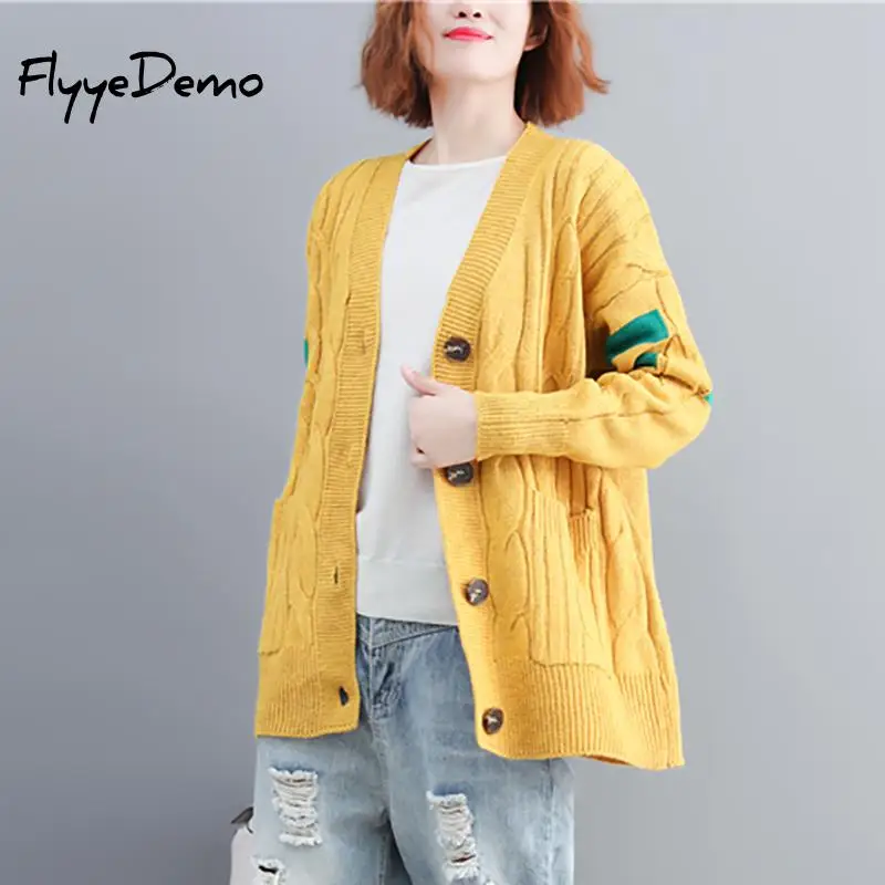 2018 Autumn Winter Yellow White Red Striped Sweaters