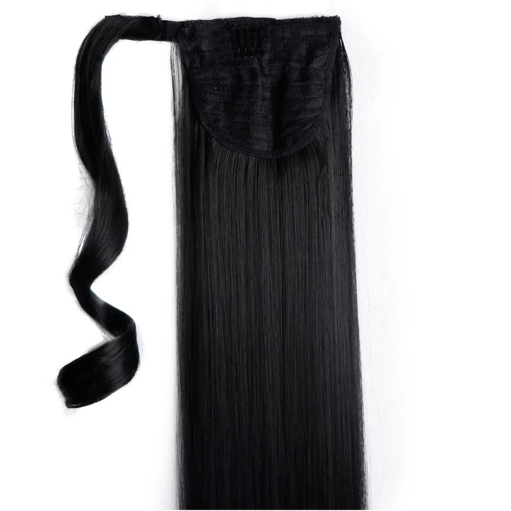 BESTUNG 24 дюймов длинные прямые обертывания вокруг синтетической заколка для хвоста в наращивание волос для женщин 130 г