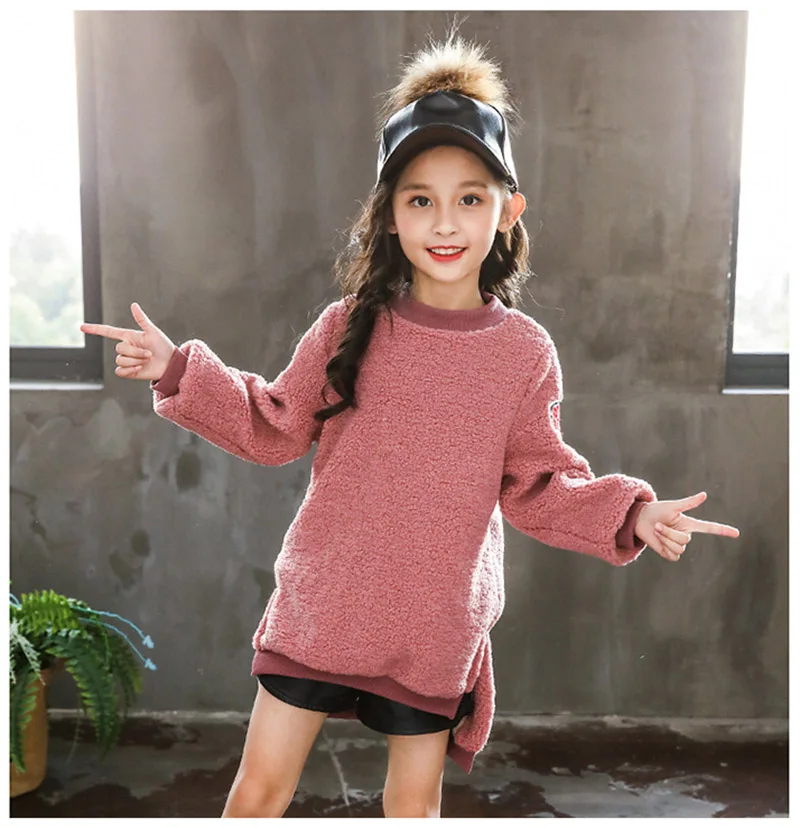 Winter warm thick cashmere sweater for girls jackets round neck jackets for girls coat children clothes (10)