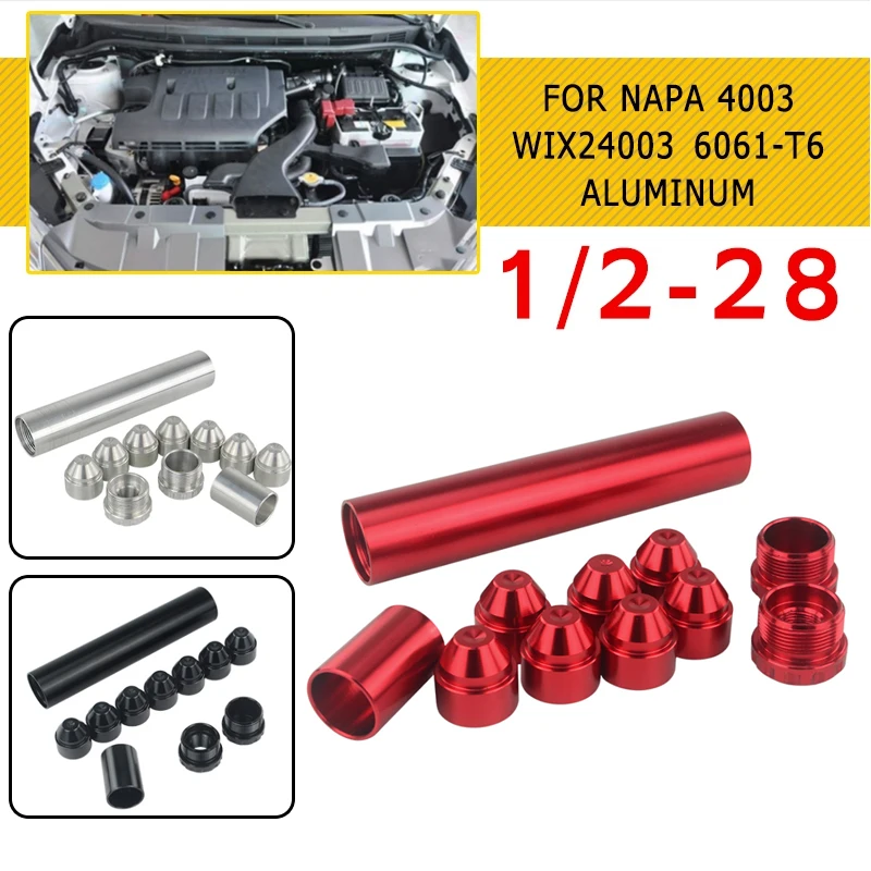 

pcmos 1/2-28 Fuel Filters Fuel Trap Solvent Filter 1X6 For NAPA 4003 WIX 24003 6061-T6 Automobiles Filters Parts 11Pcs Red Black