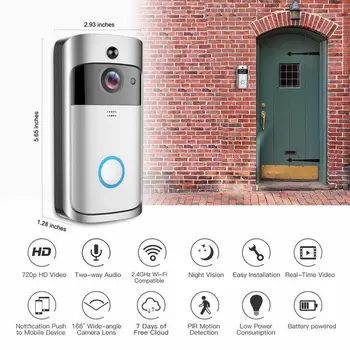 

Smart WiFi Video Doorbell Camera Visual Intercom with Night Vision IP Door Bell Remote Control Wireless Home Security Camera