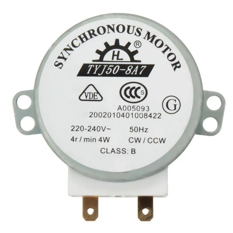 Лидер продаж AC 220 В-240 В 50 Гц CW/CCW микроволновый поворотный стол отложным воротником стол синхронный двигатель TYJ50-8A7 D вал 4 об./мин. - изображение