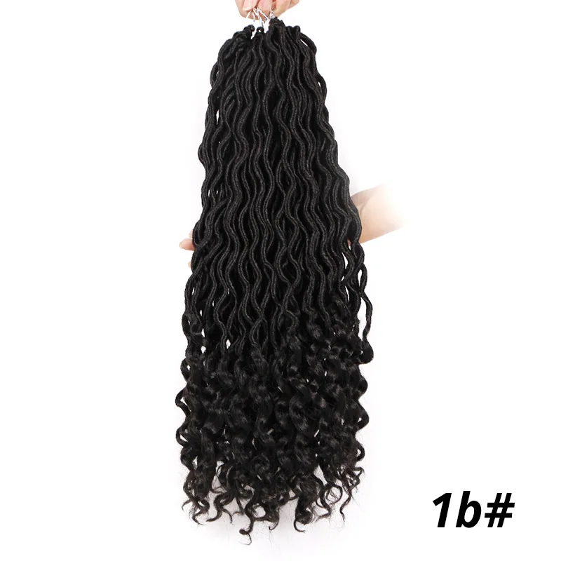 Вязанные крючком волосы для наращивания в богемном стиле Faux locs Curly вязанные крючком плетеные волосы богиня синтетические волосы Ombre Doris beauty - Цвет: # 1B