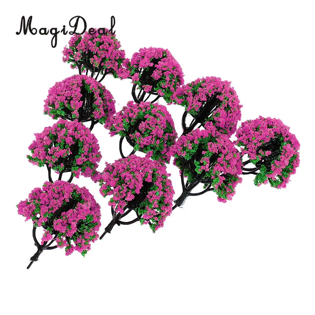 MagiDeal 10Pcs 1/200 Scale Model Flower Trees Green Train Railroad Scenery Landscape for Diorama Model Layout Toys 5Colors