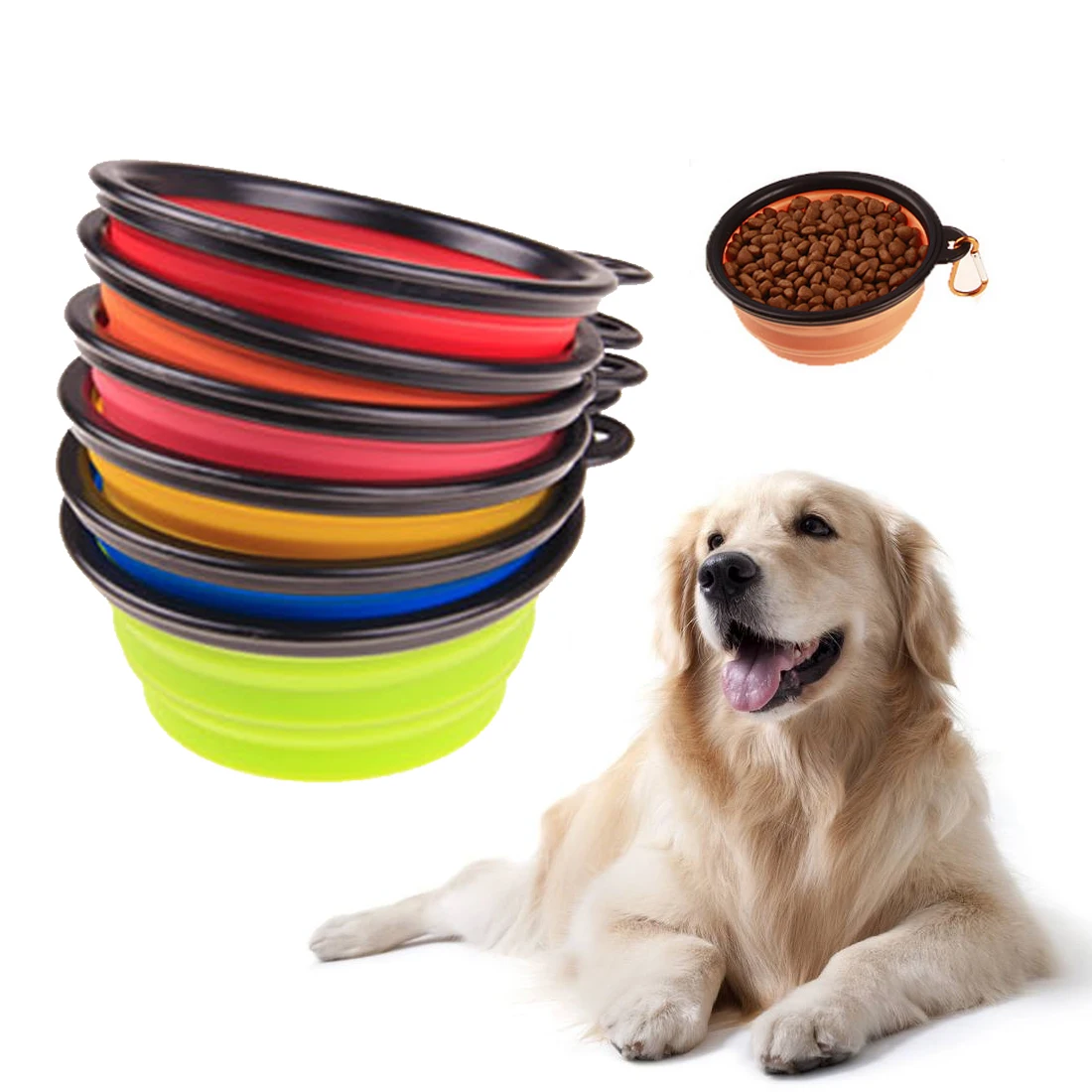 Buy Dog Folding Collapsible Feeding Bowl Silicone