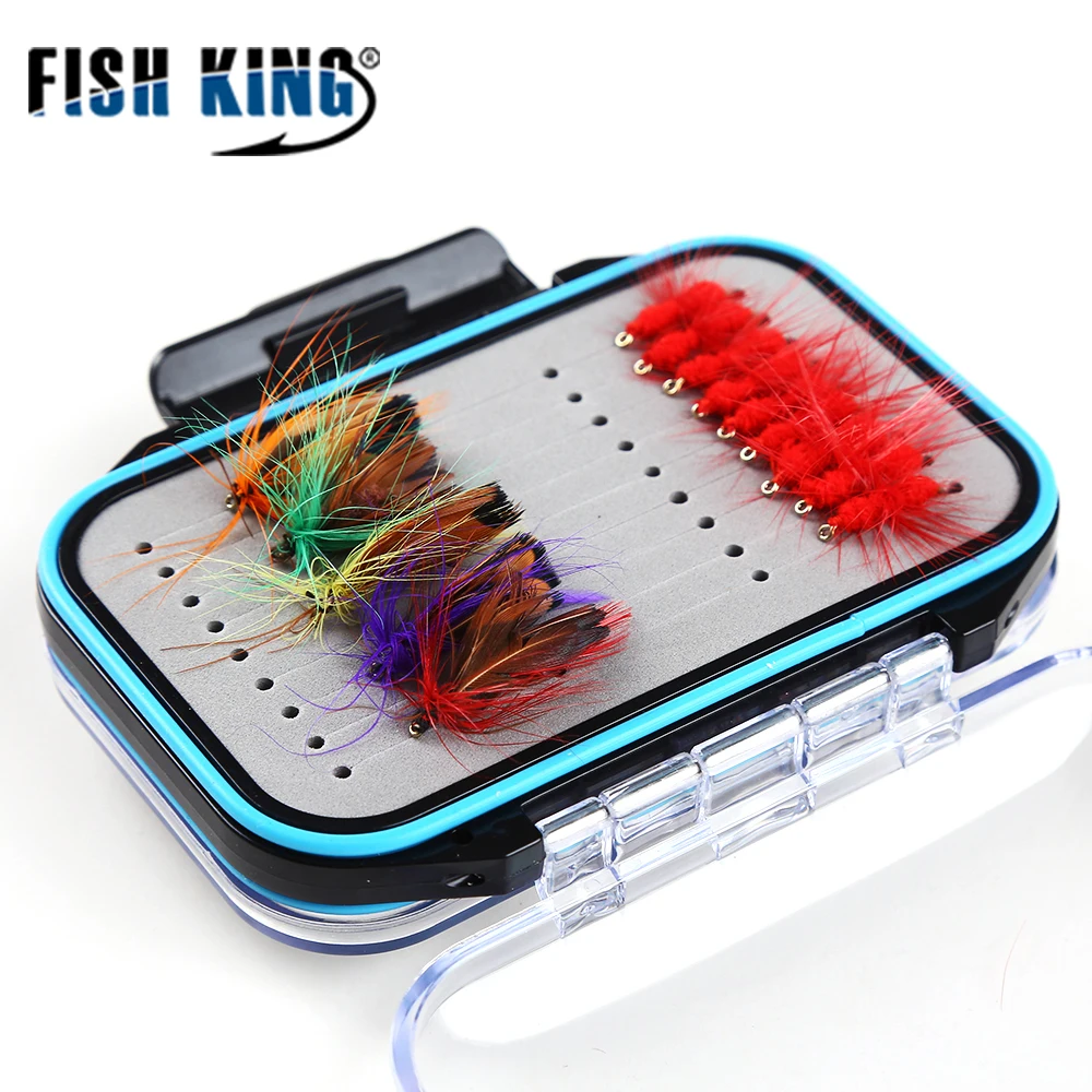 

FISH KING FISHKING 1PC Fly Box 10cm*7cm weight 77g High-Capacity Bait Container Density Fly Fishing Tackle Box Fishing Kit