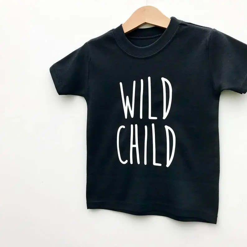 Wild Child/Детские летние повседневные топы с буквенным принтом для мальчиков и девочек; модные детские крутые Топы; футболки для малышей; футболка с графическим принтом