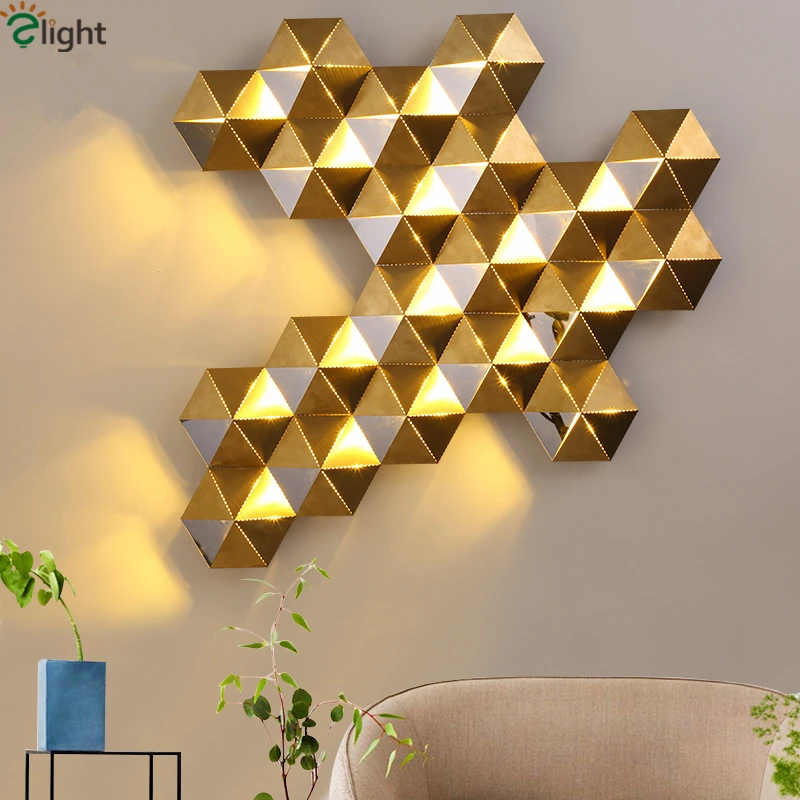Роскошные Honeycomb гнездо дизайнерские шлепанцы Цвет золотой Led настенный