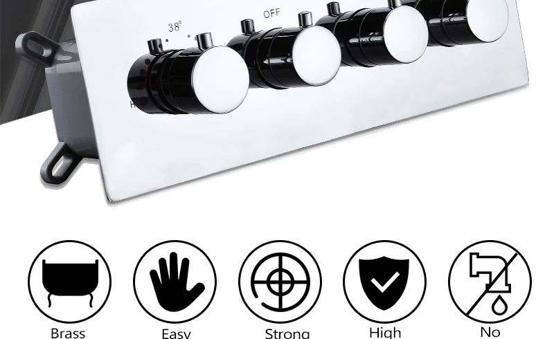 DCAN Wall Mounted Mixer Copper Wall Box Mixing Valve Switch Valve Constant Temperature Concealed Shower Switch Concealed Taps (2)