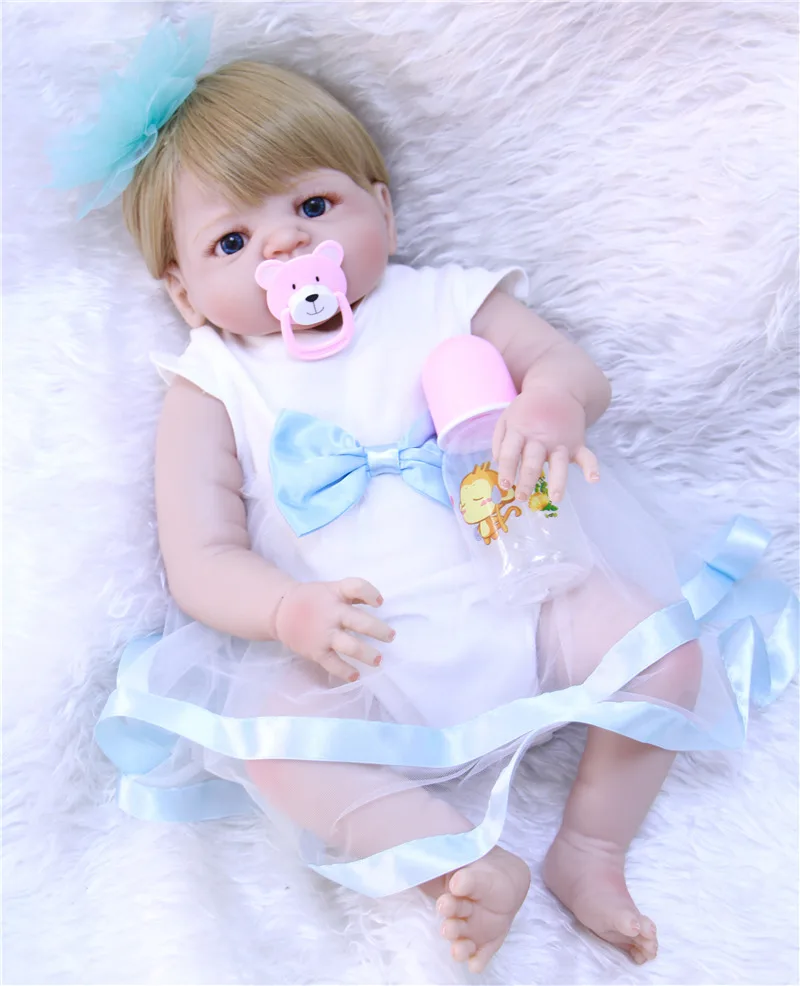 

22inch Handmade Silicone Dolls Reborn Toddlers Princess Girl Baby Alive Dolls Toys reborn baby bathe dolls kids birthday gifts