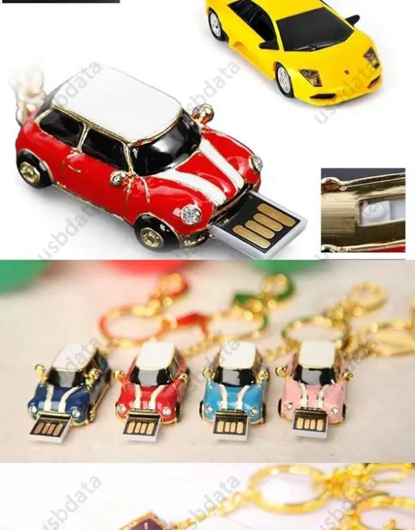 Crystal Mini Car 16 ГБ 32 ГБ 64 ГБ украшение металл usb флеш-накопитель 1 ТБ диск памяти автомобиля/большого пальца/ручка с флэш-носителем 2 ТБ карта usb-накопителя