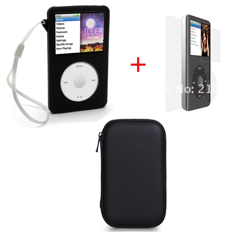 Прочная жесткая коробка для хранения+ силиконовый чехол для iPod Classic 80 г/120 г/Новинка 160 г с защитой экрана - Цвет: 3 piece suit