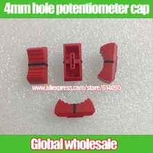 10 шт. красный смеситель затемнения стол прямой скольжения потенциометра Ручка регулятора уровня крышка/крышка нажимной кнопки 4 мм отверстие/фейдер крышка красный 4 мм