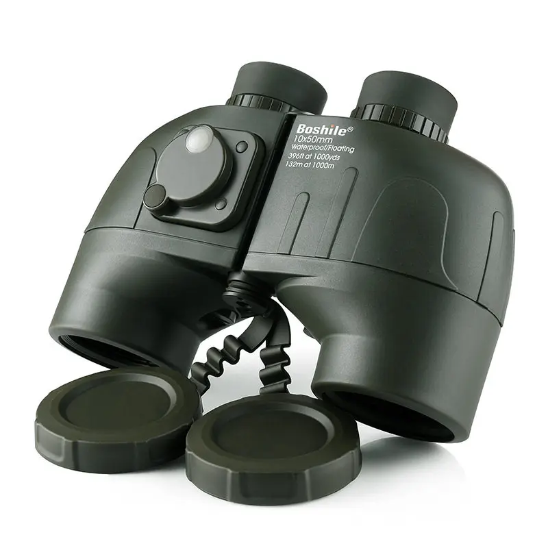 Бинокль 10X50 Boshile Мощный с Compas профессиональный военный телескоп водонепроницаемый большой окуляр бинокль высокого качества