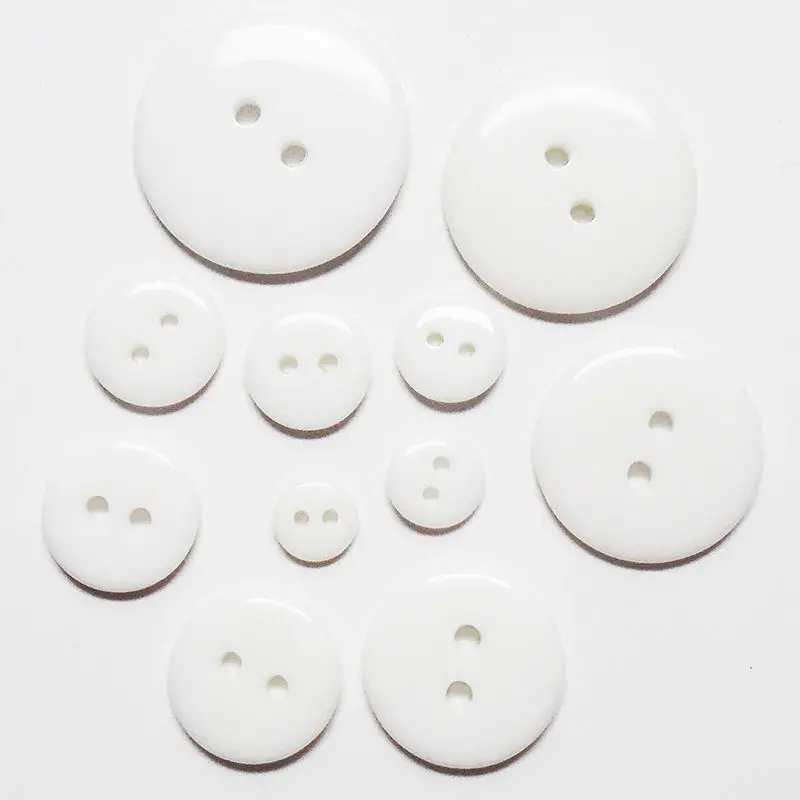

ZIEENE 25PCs 50PCs 100PCs 200PCs Round White Resin Buttons DIY Sewing Scrapbooking For Women Handmade Textiles 2 Hokes 8-25mm