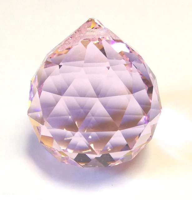 50PCS/lot,30mm Pink faceted crystal prism ball pendants for chandeliers