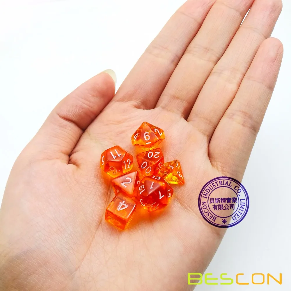 Bescon мини полупрозрачный многогранный набор костей для ролевых игр 10 мм небольшой