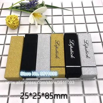 

Pack of 100pcs 25*25*85mm Gold Empty Paper Box for Lipstick Tube Black Silver Shine Packing Box for Lipstick Cosmetic Paper Box