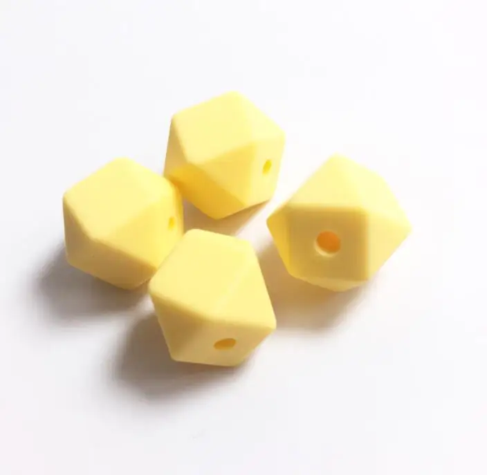 Силиконовые шестигранные шарики Прорезыватель мини-шарик 100 шт детский жевательный Прорезыватель цепочка для прорезывания зубов ювелирные изделия DIY пустышка держатель аксессуар - Цвет: Цвет: желтый