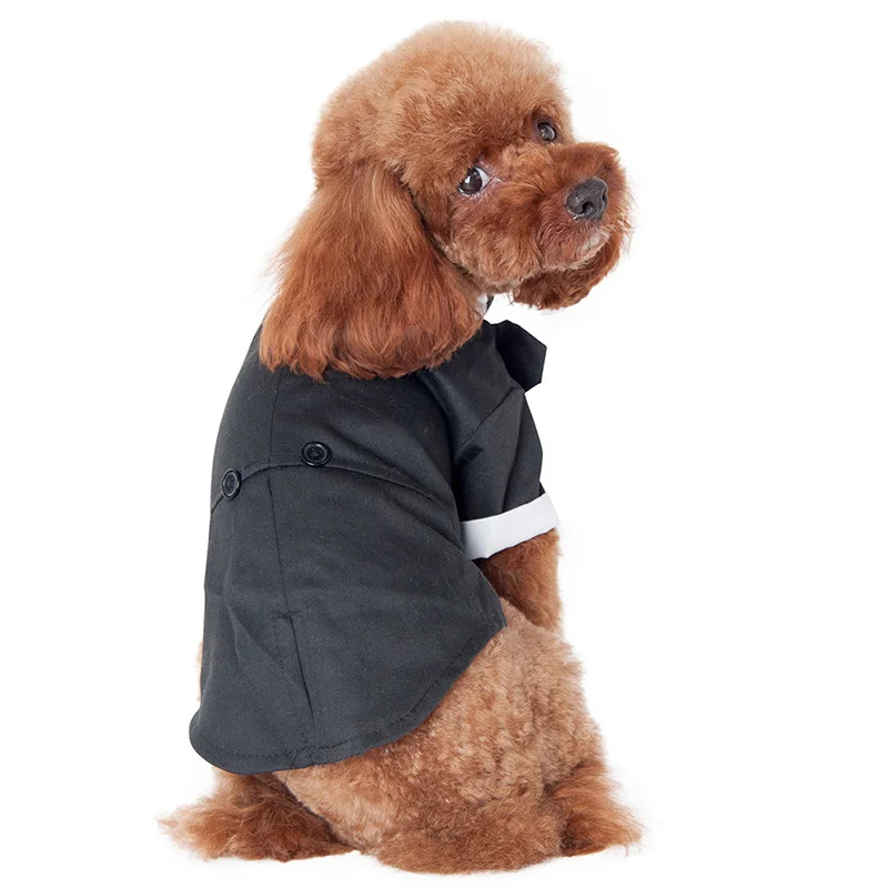 Собаку галстук-бабочка для смокинга для животных, высокое качество Свадебная вечеринка, костюмы для питомцев, богемный комплект, roupa cachorro смокинг для собаки; богемный комплект, roupa cachorro - Цвет: Черный