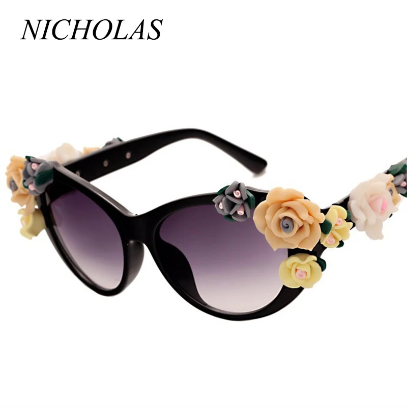 NICHOLAS Retro Rose Sunglasses Women Beach Holiday Baroque flowers Sun ...